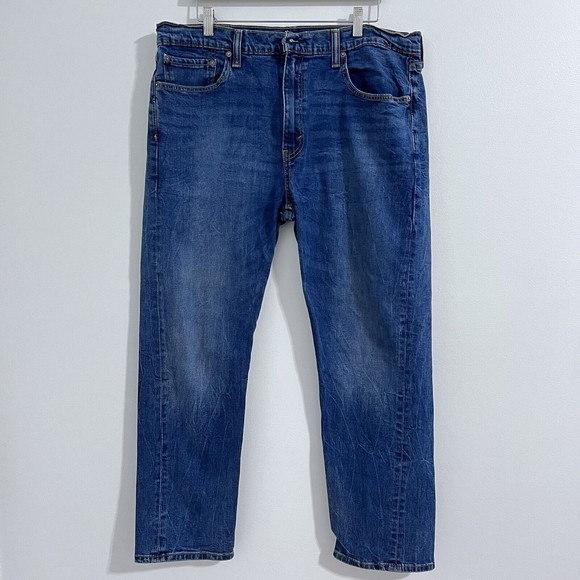 Levi's 502 Blue Taper Fit Jeans Medium Wash 38 x 32  Casual Basic Denim - Picture 1 of 7